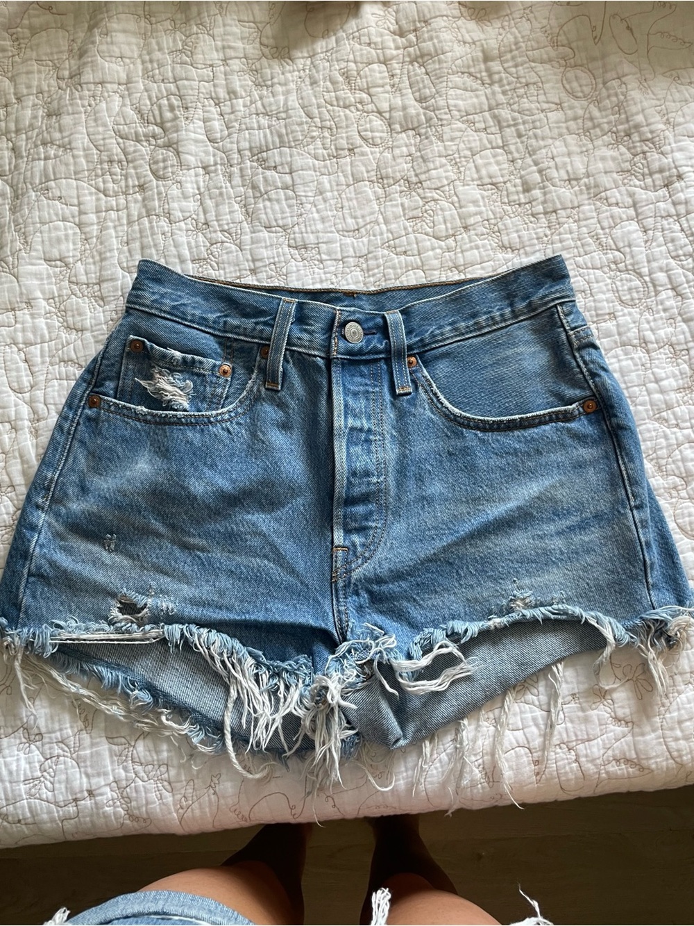 Levi’s Denim Distressed High-Rise Women’s Shorts - Blue